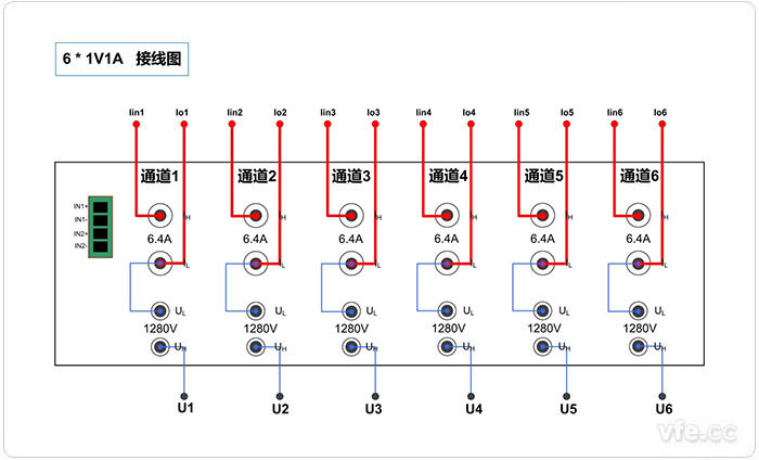 便携式功率分析仪6*1V1A接线示意图 便携式功率分析仪6*1V1A接线示意图