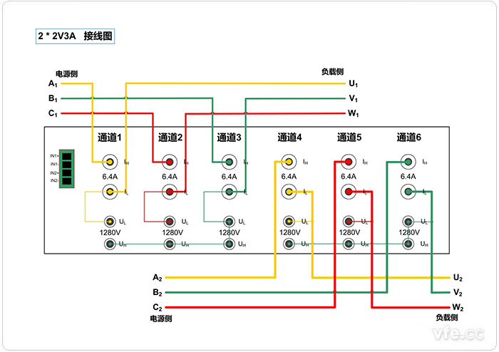 便携式功率分析仪2*2V3A接线示意图 便携式功率分析仪2*2V3A接线示意图