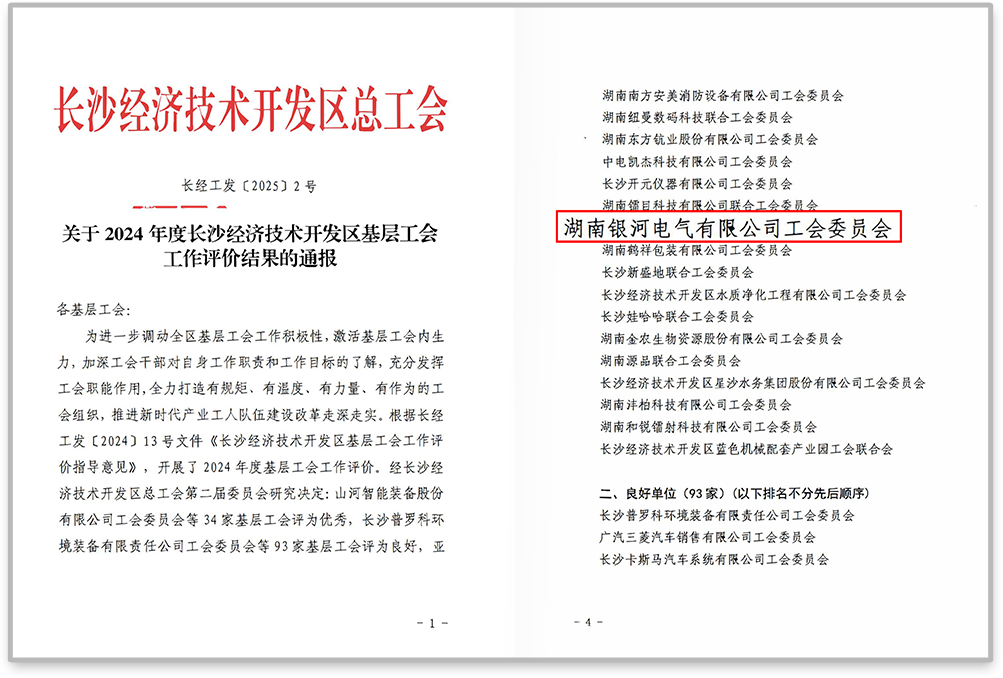 东升国际官网电气工会在2024年度长沙经济技术开发区基层工会工